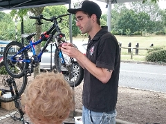 Repair cafe mending bike