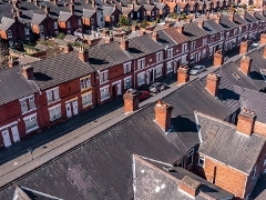 row of houses viewed from above.