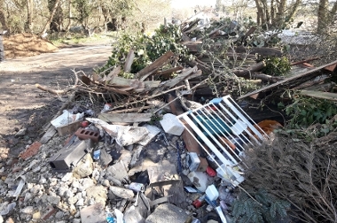 Fly-tipping on road