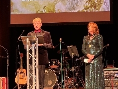 Mistletoe Ball Mayor of Guildford, Cllr Sallie Barker MBE and Chair of Guildford Philanthropy, Peter Cluff, welcome guests at Mistletoe Ball.