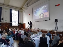 Dame Maggie Aderin-Pocock speaking at Mayor of Guildford's Afternoon Tea 