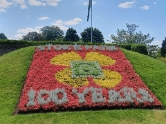 Flowerbed installation to commemorate 100 years of Stoke Park